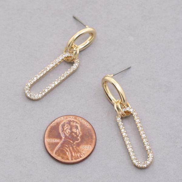 SODAJO CZ LONG OVAL LINK GOLD DIPPED EARRING
