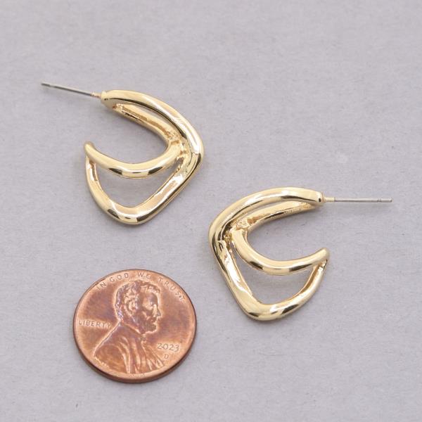 SODAJO OPEN TRIANGLE SHAPE GOLD DIPPED EARRING