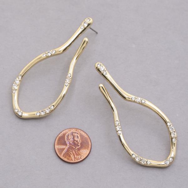 SODAJO RHINESTONE METAL TEARDROP GOLD DIPPED EARRING