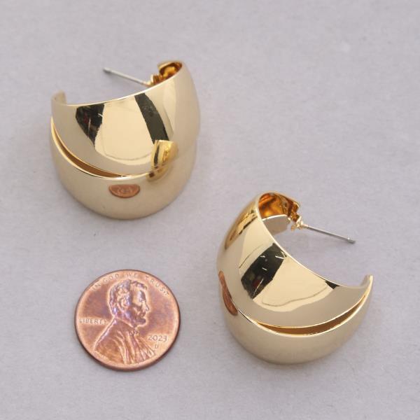 SODAJO WIDE DOUBLE HOOP GOLD DIPPED EARRING