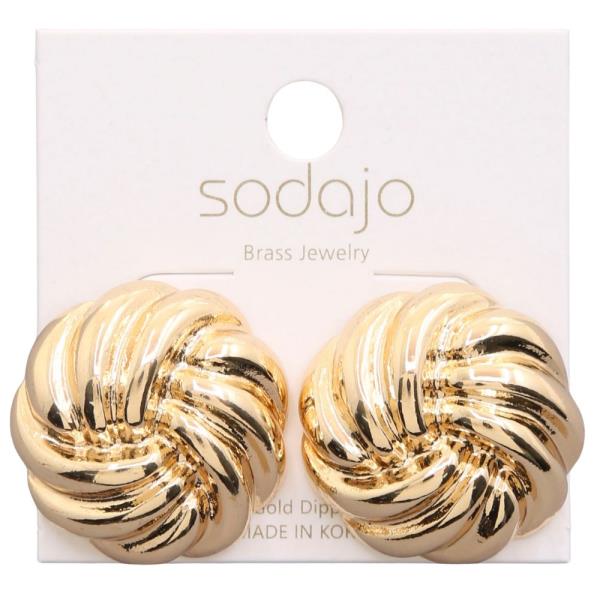 SODAJO ROUND TEXTURED GOLD DIPPED EARRING
