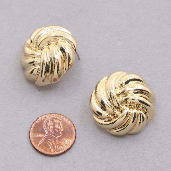 SODAJO ROUND TEXTURED GOLD DIPPED EARRING