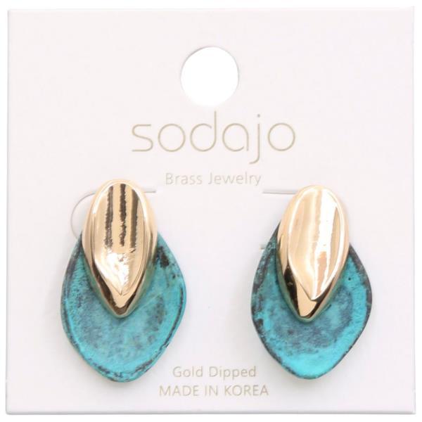 SODAJO METAL PATINA GOLD DIPPED EARRING