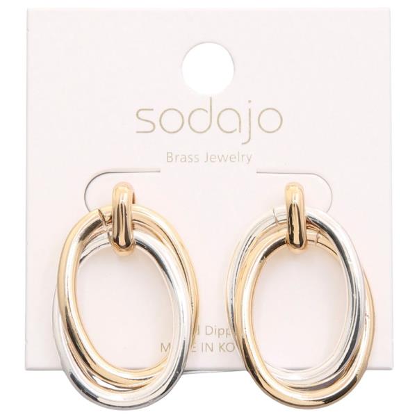 SODAJO TWO TONE OVAL GOLD DIPPED EARRING
