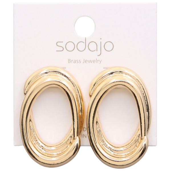 SODAJO LINED OVAL GOLD DIPPED EARRING
