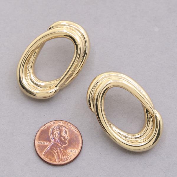 SODAJO LINED OVAL GOLD DIPPED EARRING