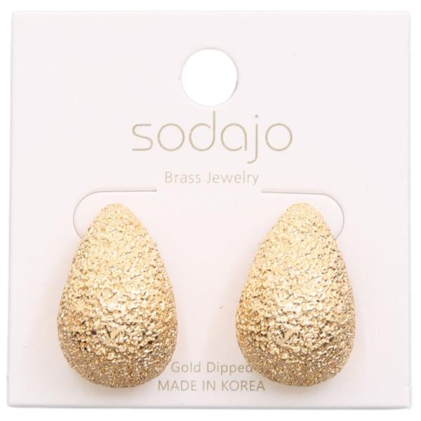 SODAJO TEXTURED METAL TEARDROP GOLD DIPPED EARRING