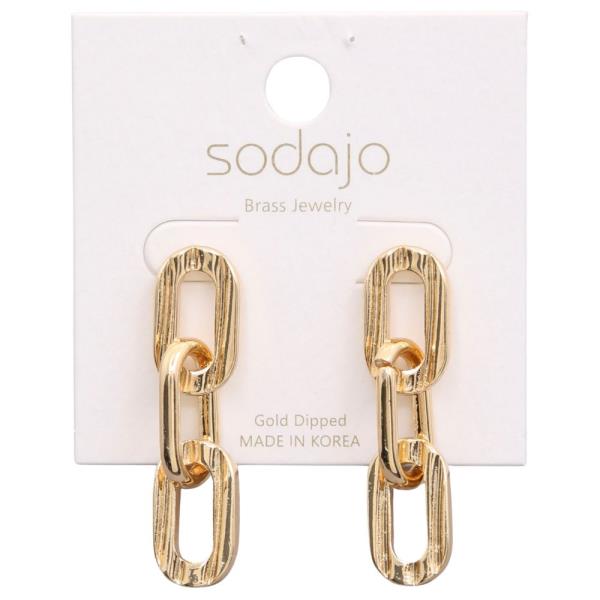 SODAJO BRUSHED METAL OVAL LINK GOLD DIPPED EARRING