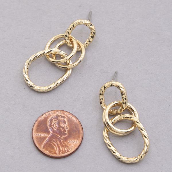 SODAJO TRIPLE CIRCLE LINK GOLD DIPPED EARRING