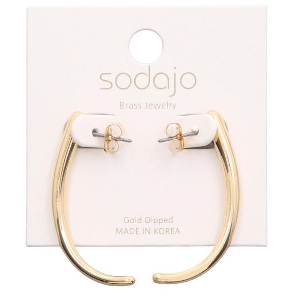 SODAJO CURVE METAL BAR GOLD DIPPED EARRING