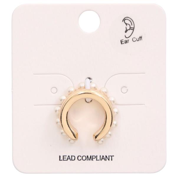 PEARL BEAD EDGE METAL EAR CUFF