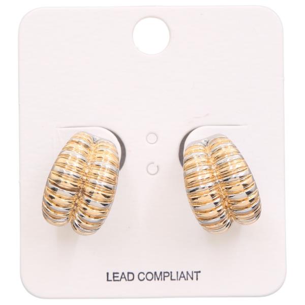 DOUBLE HOOP LINED METAL EARRING