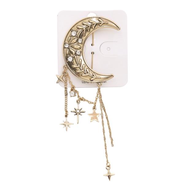 CRESCENT MOON MULTI CHARM BROOCH