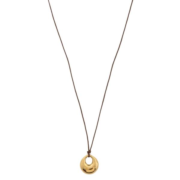 METAL TEARDROP PENDANT CORD NECKLACE