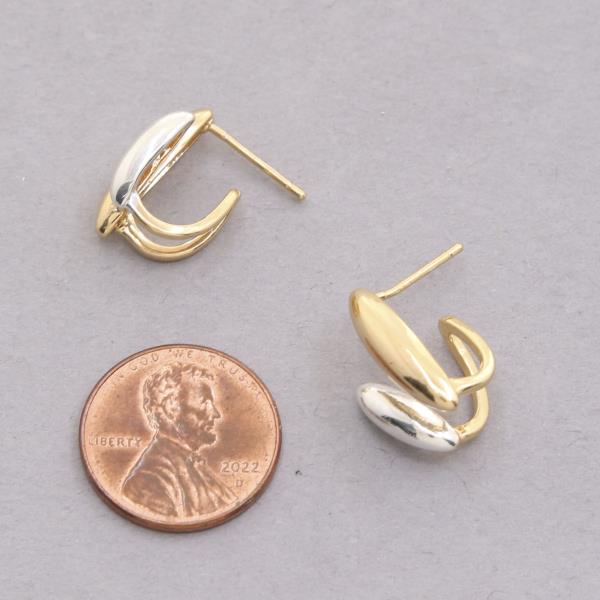TWO TONE METAL EARRING