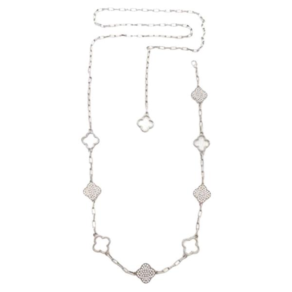 RHINESTONE METAL FLOWER STATION CHAIN BELT