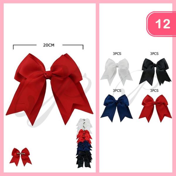 RIBBON HAIR BOW PIN (12 UNITS)
