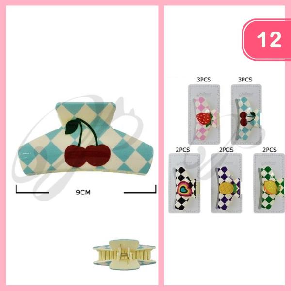 FRUIT HEART HAIR CLAW CLIP (12 UNITS)