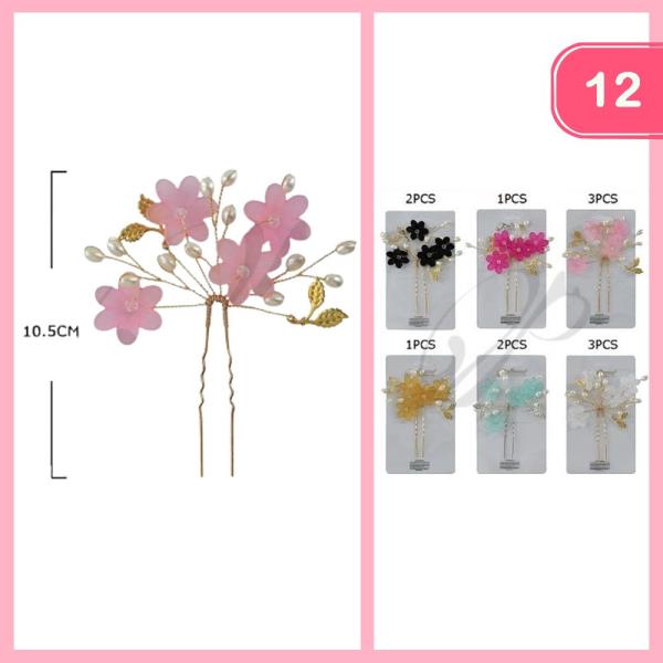 FLOWER BRIDAL HAIR PIN (12 UNITS)