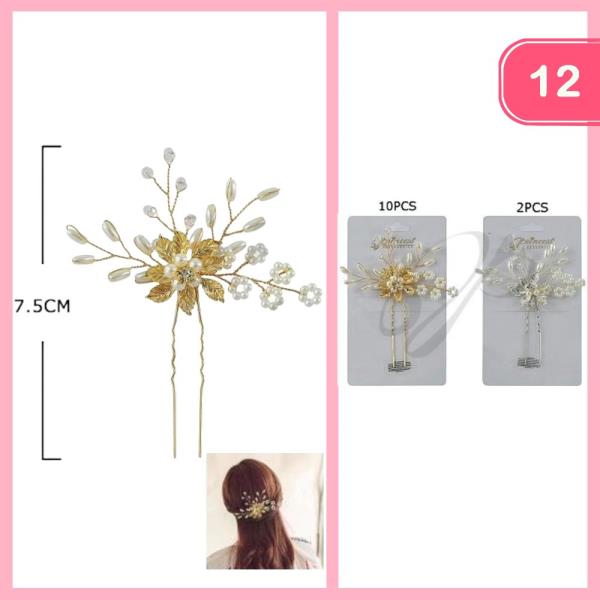 FLOWER PEARL BRIDAL HAIR PIN (12 UNITS)