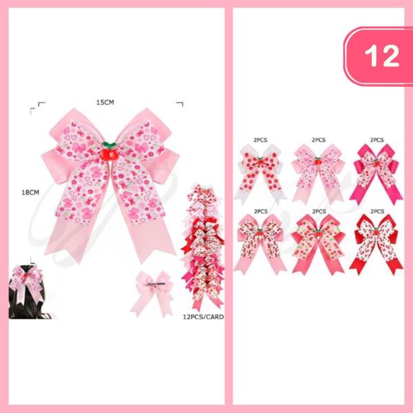 CHERRY BOW HAIR PIN (12 UNITS)