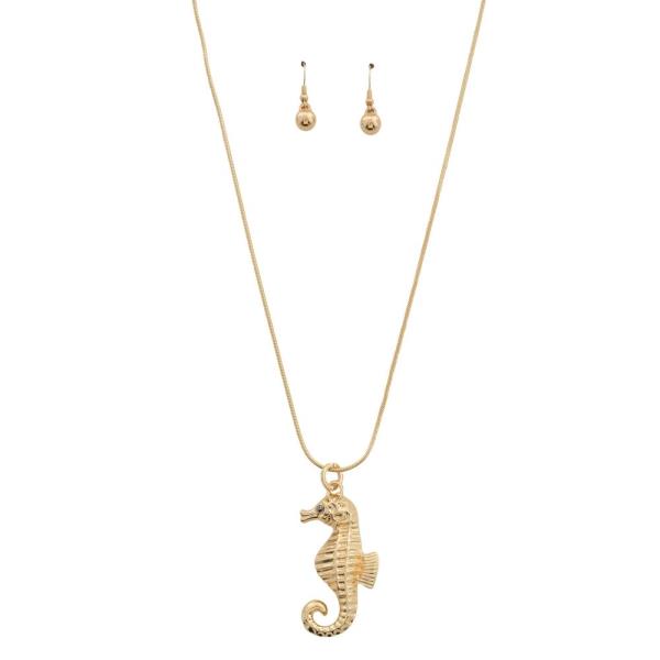 SEA LIFE SEAHORSE PENDANT LONG NECKLACE EARRING SET