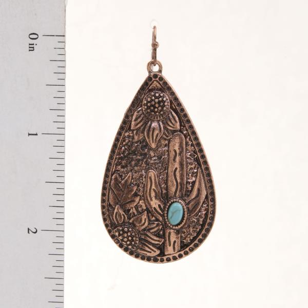 WESTERN STYLE CACTUS TEARDROP DANGLE EARRING