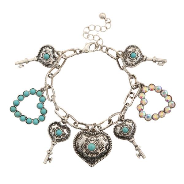 HEART MULTI CHARM METAL BRACELET