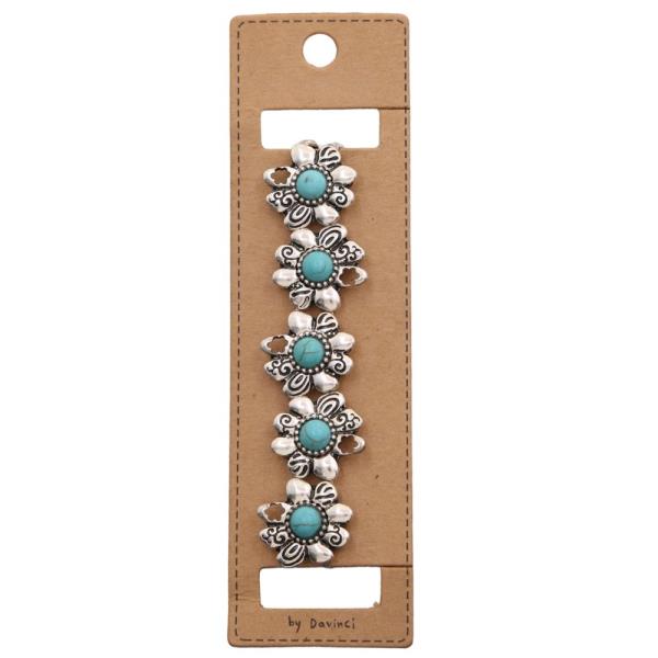 WESTERN STYLE TURQUOISE BEAD FLOWER BRACELET