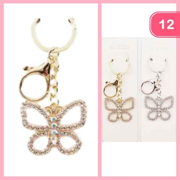 RHINESTONE BUTTERFLY KEYCHAIN (12 UNITS)
