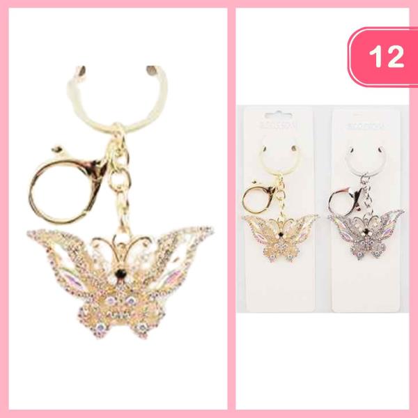 BUTTERFLY RHINESTONE KEYCHAIN (12 UNITS)