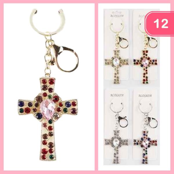RHINESTONE CROSS EARRING (12 UNITS)