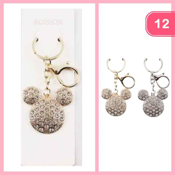RHINESTONE MOUSE KEYCHAIN (12 UNITS)