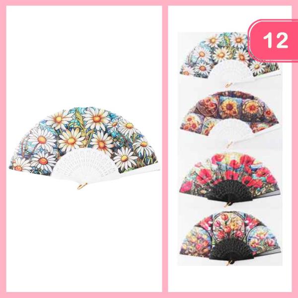 FLOWER  HAND  FAN (12 UNITS)