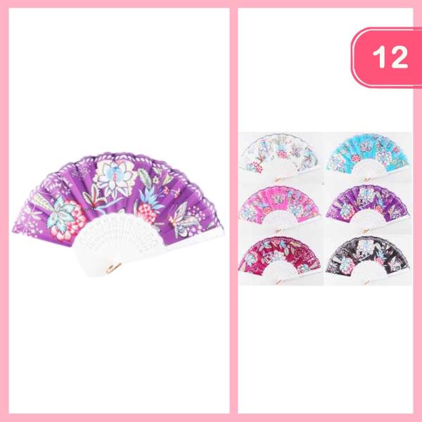 FLOWERS  HAND  FAN (12 UNITS)