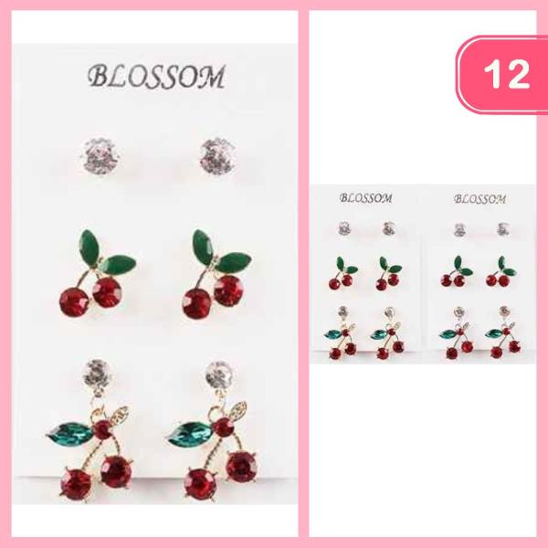 CHERRY POST EARRING SET (12 UNITS)