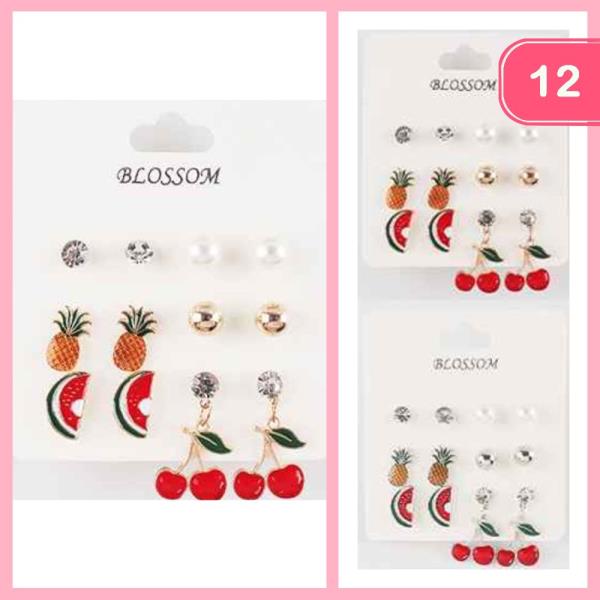 FRUIT POST EARRING SET (12 UNITS)