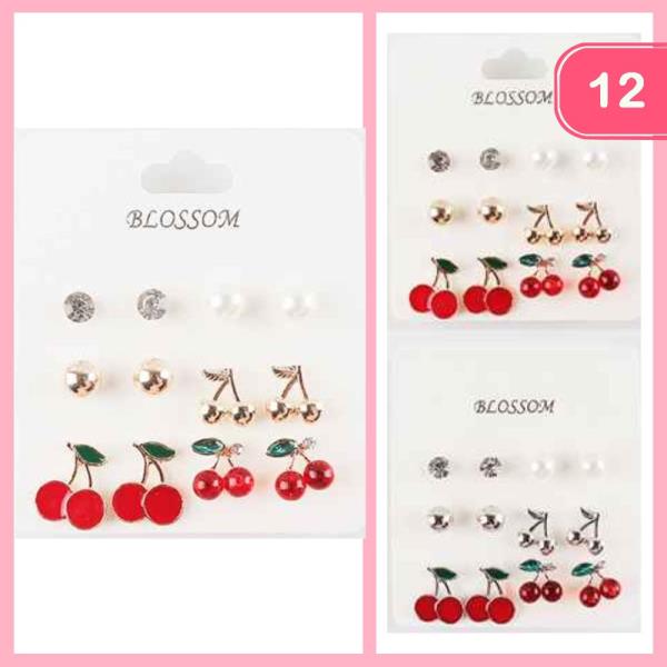 CHERRY POST EARRING SET (12 UNITS)