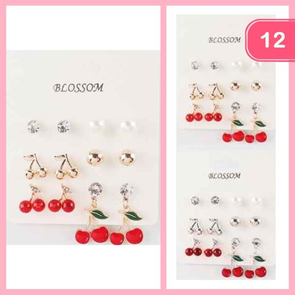 CHERRY POST EARRING SET (12 UNITS)