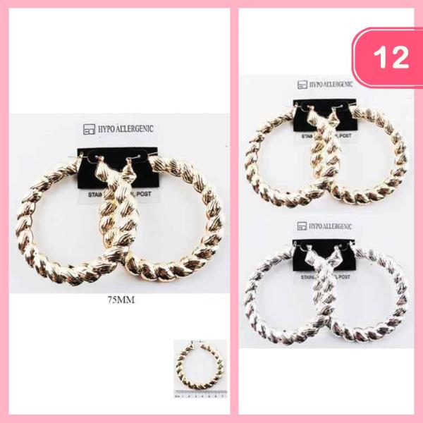 STAINLESS STEEL HOOP EARRING (12 UNITS)