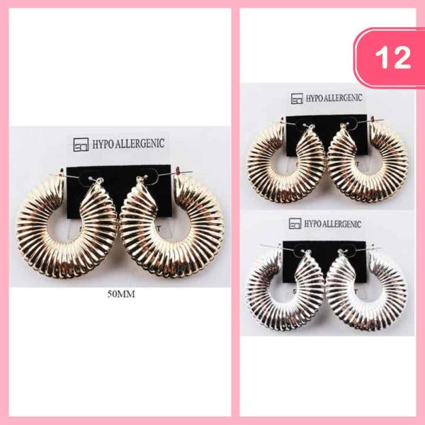 STAINLESS STEEL HUGGIE HOOP EARRING (12 UNITS)