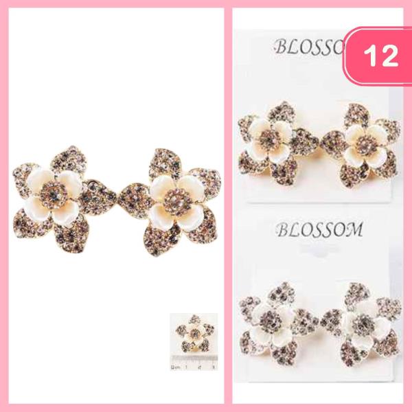 RHINESTONE FLOWER POST EARRING (12 UNITS)