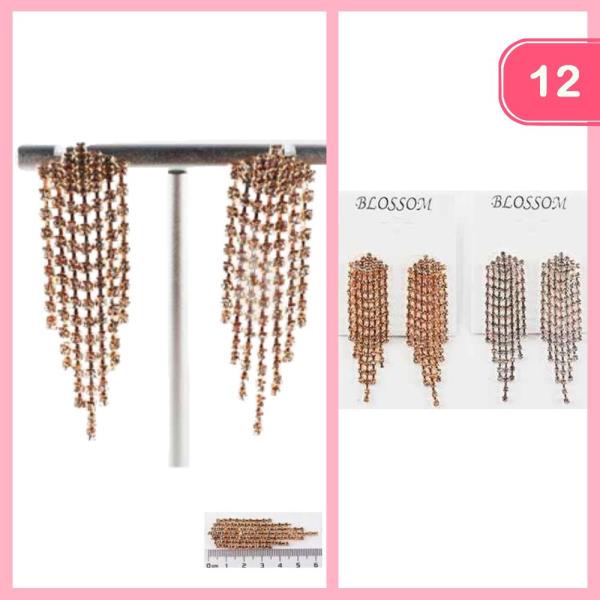 RHINESTONE TASSEL EARRING (12 UNITS)