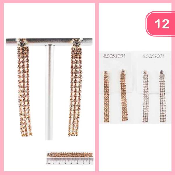 RHINESTONE TASSEL EARRING (12 UNITS)