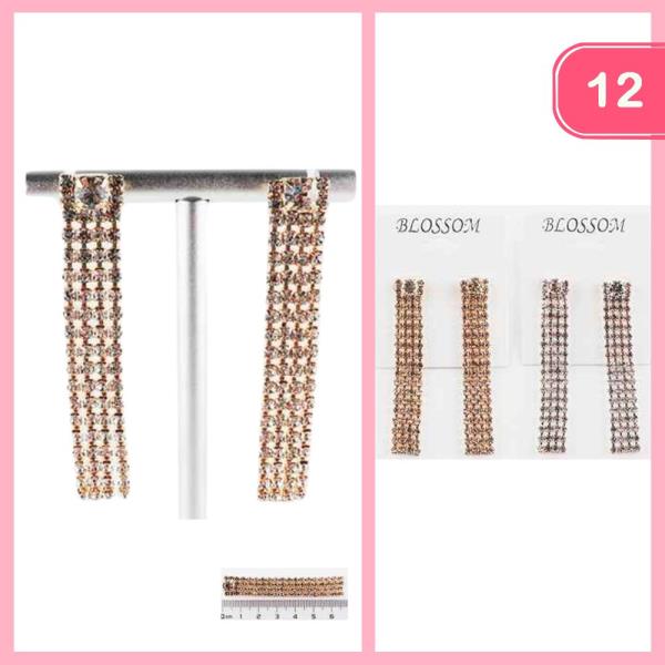 RHINESTONE TASSEL EARRING (12 UNITS)