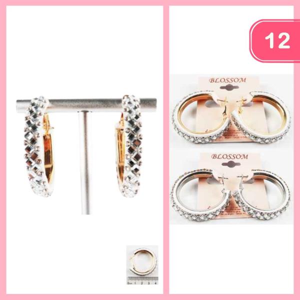 RHINESTONE HOOP EARRING (12 UNITS)
