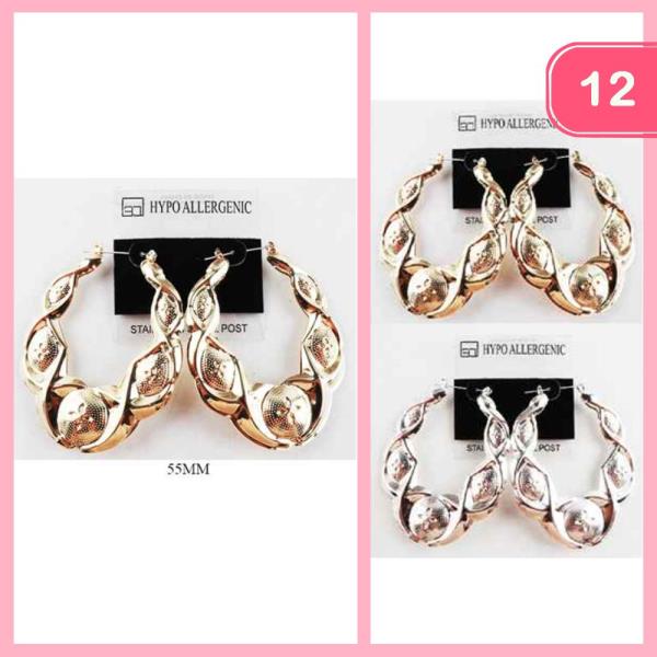STAINLESS STEEL HOOP EARRING (12 UNITS)
