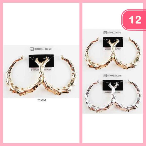 STAINLESS STEEL HOOP EARRING (12 UNITS)