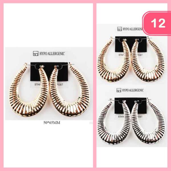 STAINLESS STEEL HOOP EARRING (12 UNITS)