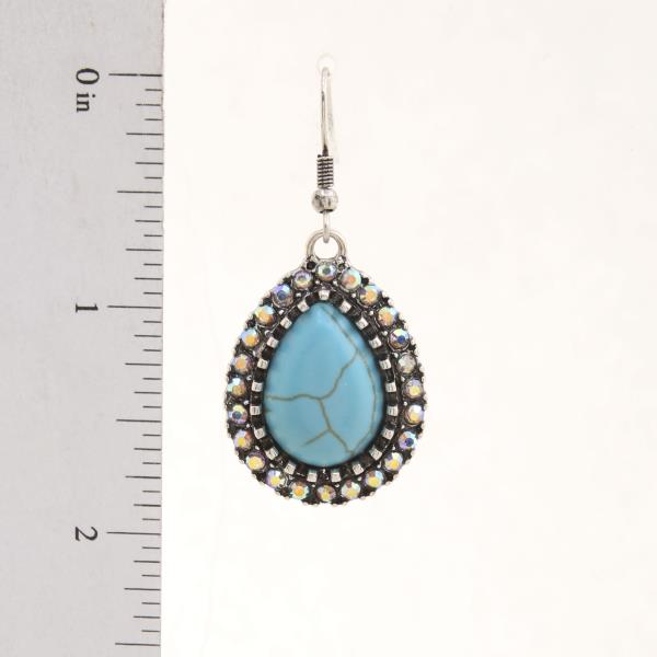 WESTERN STYLE TURQUOISE TEARDROP DANGLE EARRING